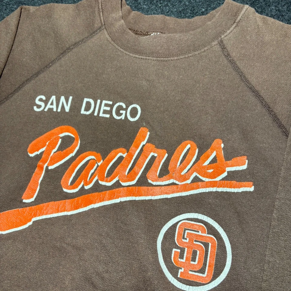 Vintage San Diego Padres Sweatshirt Crewneck Made In Usa Men's Small  Brown 80's - Image 2 of 4
