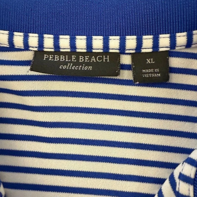 Pebble Beach Men's Blue Striped Performance Golf Polo Shirt - Image 3 of 4