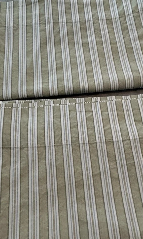 SIMPLY SHABBY CHIC BRITISH ROSE STRIPE GREEN/BLUE/WHITE SET OF CURTAINS 55 X 75 - Image 2 of 3