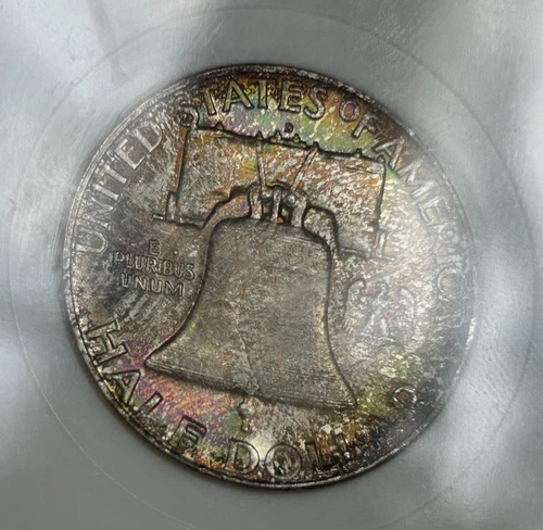 1958-D NGC MS65 Franklin Half Dollar: Old Fatty, Beautiful Toned Rainbow Colors
