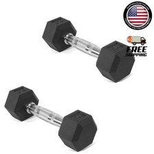 5 LB Pair Hex Dumbbells - Ergonomic Rubber Coated Strength Training Weights