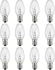C7 Night Light Bulb 4 Watt,E12 Candelabra Base,15 Lumens,Small Clear Glass 