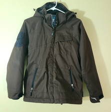 Obermeyer Brown Ski Jacket Coat Boys Juniors sz 14 Removable Hoodie .