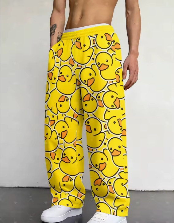 Pijama Pato Amarillo Patrón Adulto Pantalones Pijama Pantalones Informales Pantalones