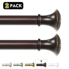 1-2 Pack 5/8" Dia Telescoping Single Curtain Rods w/ Trumpet Finial, 28"-120"