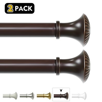 1-2 Pack 5/8'' Dia Telescoping Single Curtain Rods w/ Trumpet Finial, 28''-120''