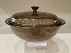 Vintage Amber Smoke  Glass Pyrex 024 Casserole Dish with a 624-C Lid. 8.5"