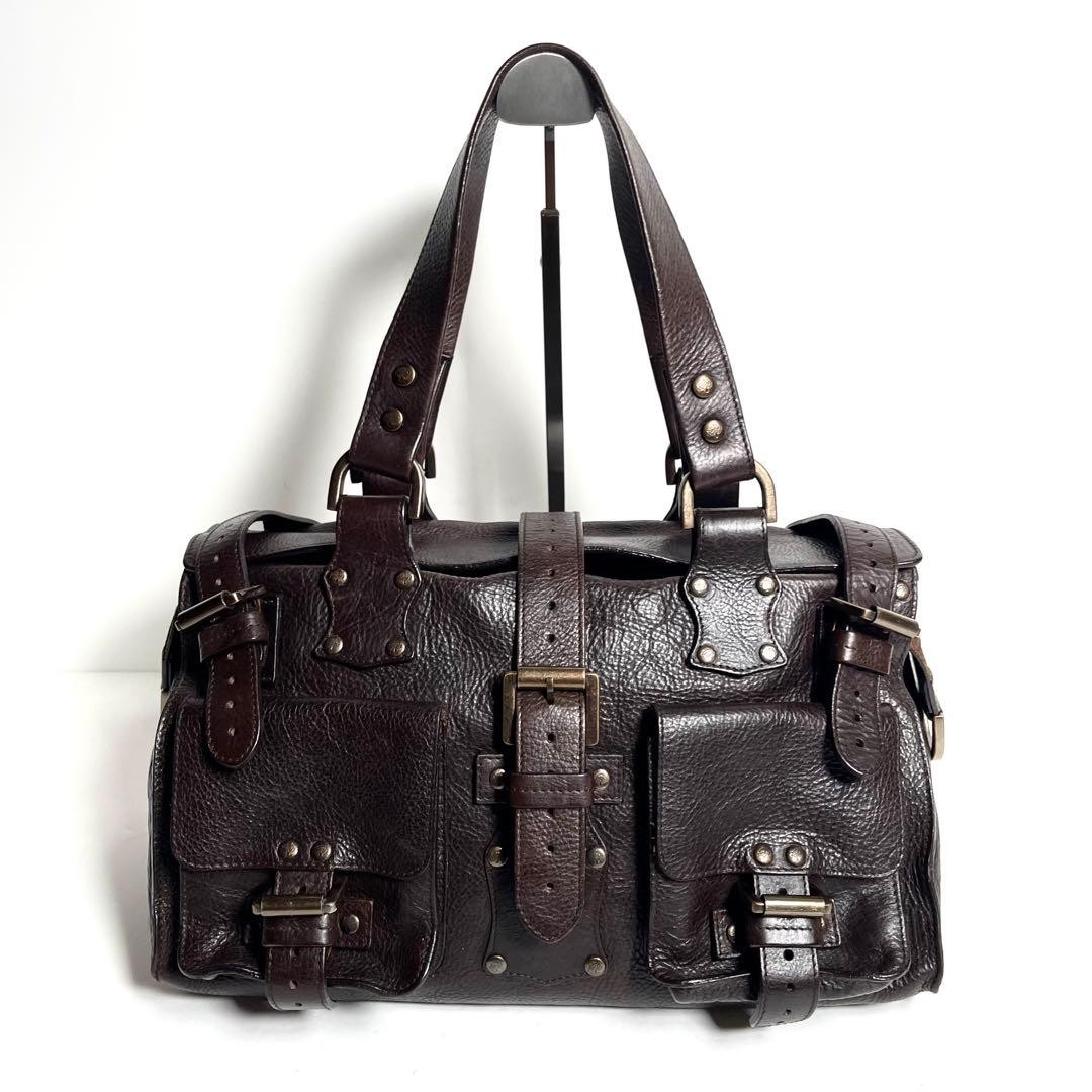 Mulberry Roxanne Brown Leather Handbag Tote Shoulder Bag 34cm x 20cm Authentic