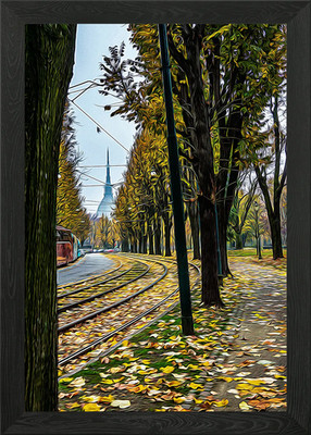 Straßenbahngleise in Turin Gerahmtes Wandbild Poster Leinwanddruck Bild