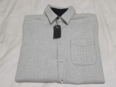 Rag & Bone NEW BEACH Light Gray Button-up L/S Flannel Classic Fit Shirt Medium 