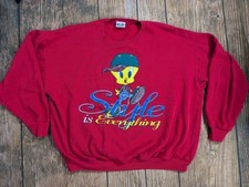 Vintage 90s Tweety Bird Looney Tunes Crewneck Sweatshirt Missing Tag