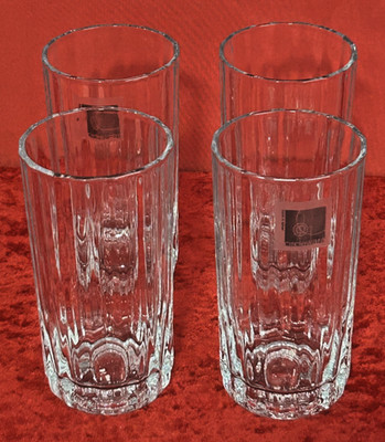 Set of 4 - Pasabahce Circleware Highball Glasses Clear 5'' Tall Fluted Turkey