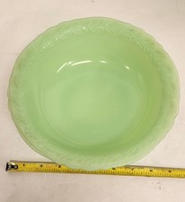 Vintage McKee Jadite 9 In. Serving Bowl Leaf Pattern