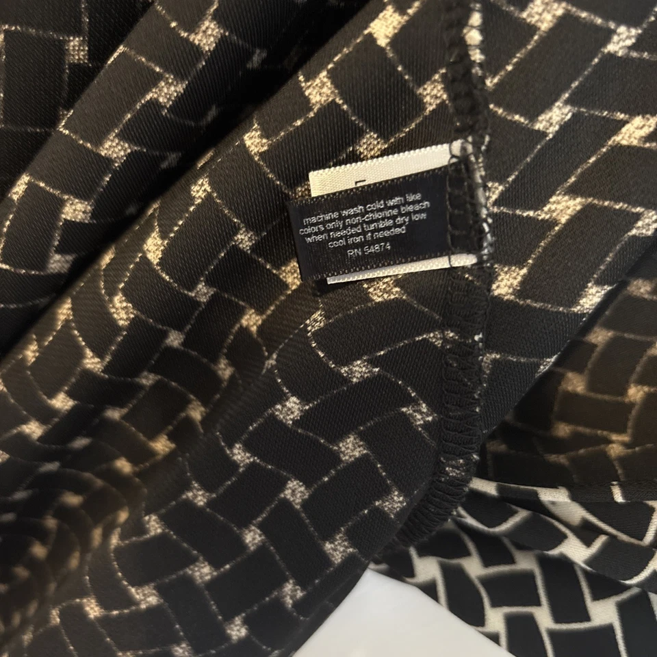 Vestido The Limited Feminino M Manga Longa Completo Preto Creme Geométrico Poliéster - Imagem 4 de 4