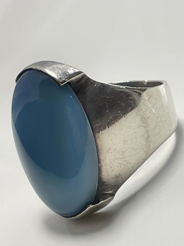 Vintage sterling silver '925' and blue stone cocktail ring 12.11g band size O - Picture 18 of 18