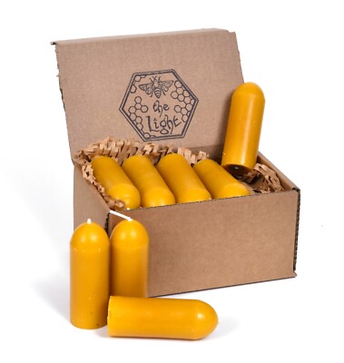 100% Pure Beeswax Lantern Candles (12 Hours Burn Time Each) - All Natural