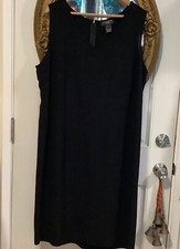 Virgo womens black silky polyester sleeveless knee length sexy party Dress sz.16