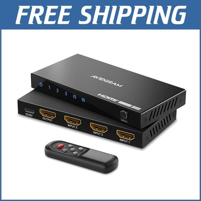 3-Port HDMI Switcher for 8K UHD & 4K HDR - IR Remote Included for Easy Switching