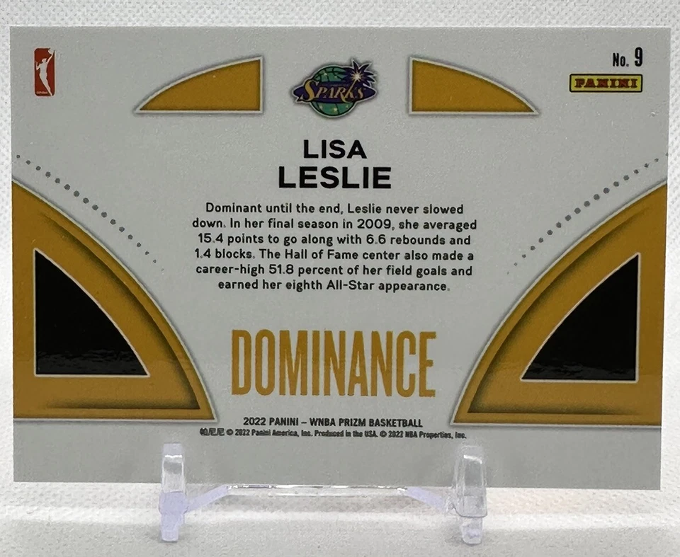 Lisa Leslie 2022 Panini Prizm WNBA 194 Base MVP & 9 Dominance Los Angeles Sparks - Image 4 of 4