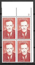 US Scott 2239 22c 1986 Issue, T.S. Eliot, Plate Block, MNH.