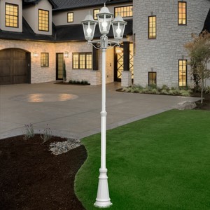 Alu Kandelaber Garten Laterne Aussenleuchte Stand Leuchte Lampe Weiss Aussenlampe Ebay
