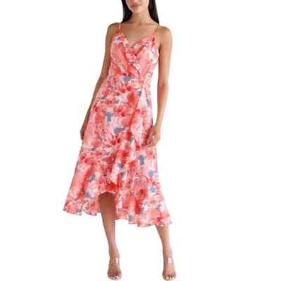 woven square neck solid midi dress Blue Floral Square Neck Midi Dress, Small