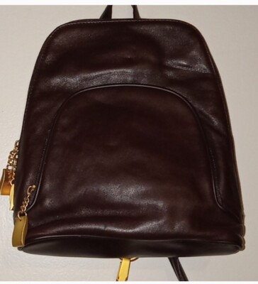 Hillard & Hanson- DARK brown Leather/ Gold Hardware Backpack  display picture 1