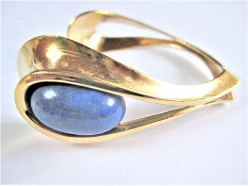 Bangle Silver 925 Gold Plated With Sodalite, 32,3 G - Picture 1 of 4