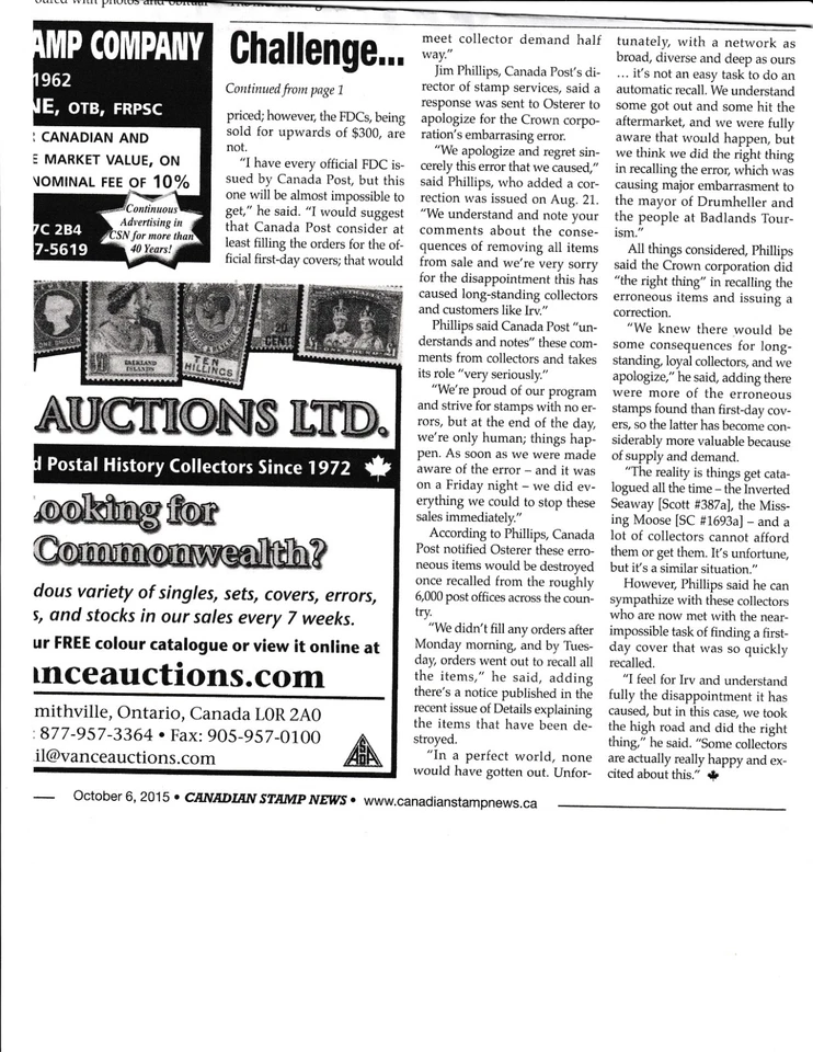 CANADA 2015 Recalled UNESCO (Hoodoo) FDC - Scott 2844 -Souvenir Sheet "# SM7" - Image 3 of 4