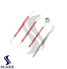 4 Instruments Dental Basic Set Mirror Explorer College Plier Lucas CE