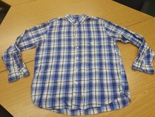 Chaps Large Mens Blue Yellow White Checked Casual Dress Shirt
