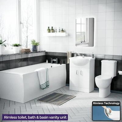 Senore Suite 1700mm Flat Pack Vanity Unit & Close Coupled WC Toilet Cistern Seat