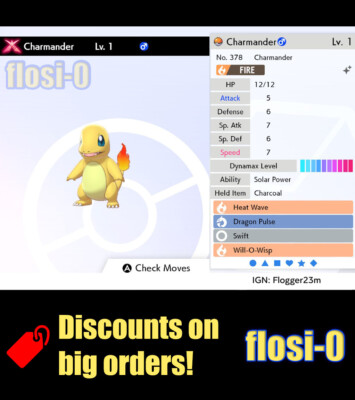 Pokemon Sword and Shield 6IV Shiny Charmander Gigantamax Hidden Ability GMAX HA