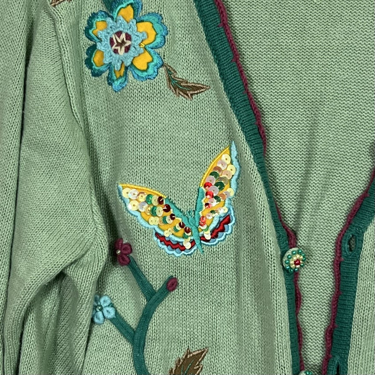 Vintage Storybook Knits Cardigan Sweater Light Green
