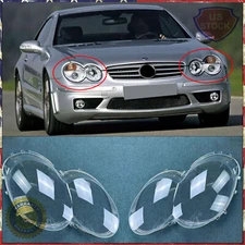 A Set Front Headlight Lens Cover +Glue For Benz W230 SL500 SL600 SL55 03-08