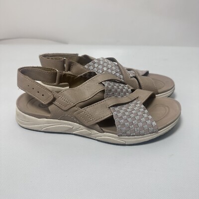 Earth Spirit Sandals Womens Beige Silver Checker Shoes Casual