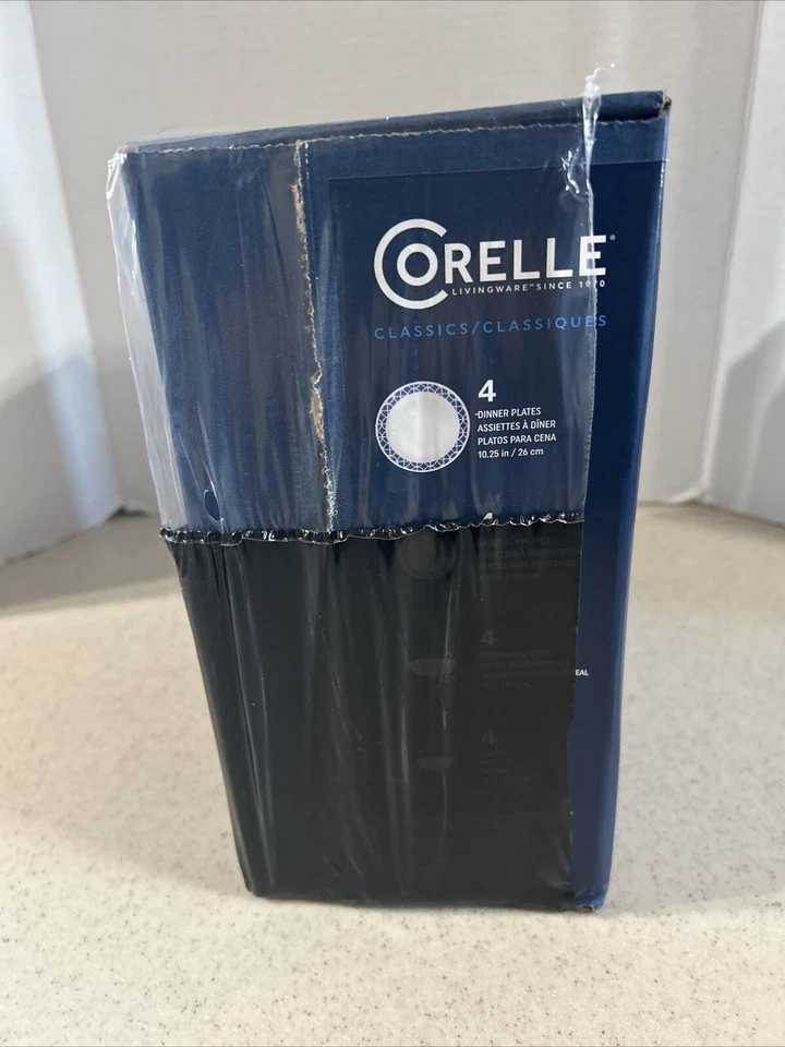 CORELLE LIVINGWARE VITRELLE " COBALT CIRCLE'S " 16 PC. ROUND  DINNERWARE  NIB - Image 3 of 4