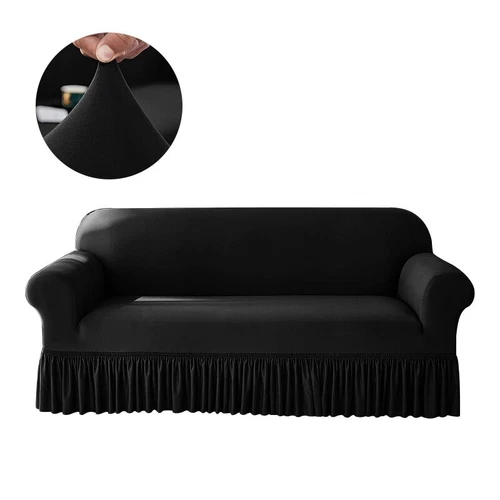 Stretch Sofabezug für Wohnzimmer Couchbezüge mit Rock rutschfeste Slipper - Bild 7 von 18