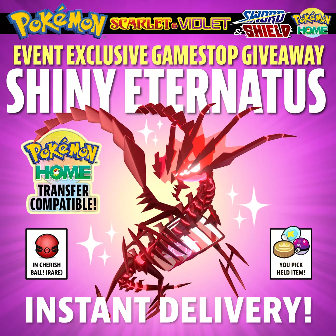 ✨ SHINY ETERNATUS ✨EVENT EXCLUSIVE UNTOUCHED Pokemon Scarlet Violet Sword  Shield