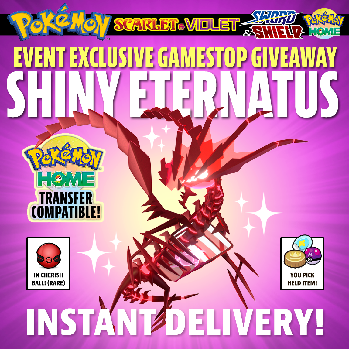 Pokemon Sword and Shield LEGIT S&V Event Shiny Eternatus Untouched