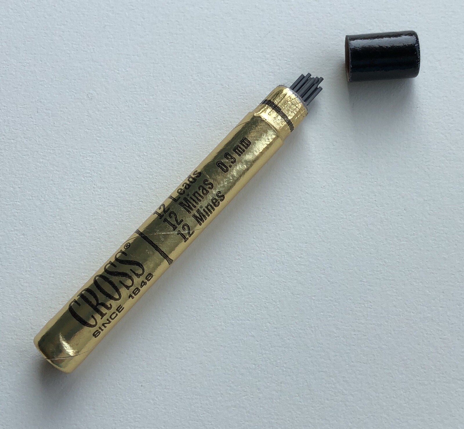 Vintage CROSS Mechanical Pencil Lead .9mm Black NOS 12pk Tube Made In