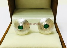 Natural Emerald Gemstone with 925 Sterling Silver Cufflink 2663