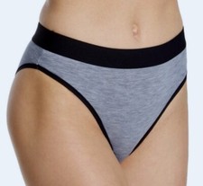 MAIDENFORM Naturally Soft Heath Grey Black High Leg Brief Panty Womens Sz M 6