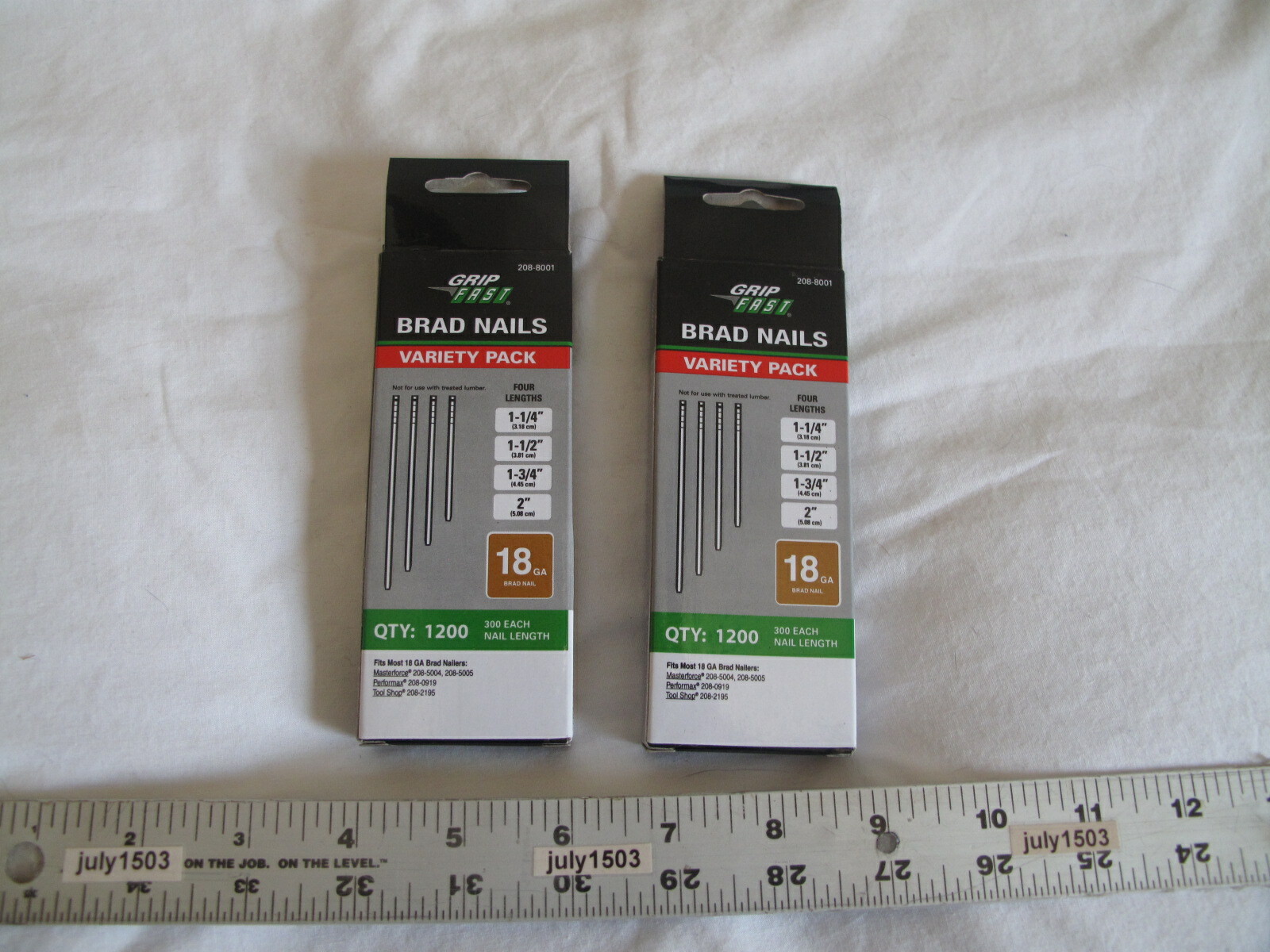 (2400) NEW 18-gauge Brad Nails Straight / 600 each of 1-1/4", 1-1/2", 1-3/4", 2"