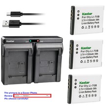Kastar Battery Dual USB Charger for Olympus Li-70B Olympus VG-130 VG-140 Camera