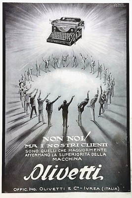 ADVERTISING 1928 OLIVETTI M 20 TYPEWRITER IVREA SUPERIORITY GIBELLI