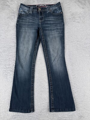 Rue21 Jeans Women 5 S Blue Denim Flare Low Rise Cotton Embellished 29x28
