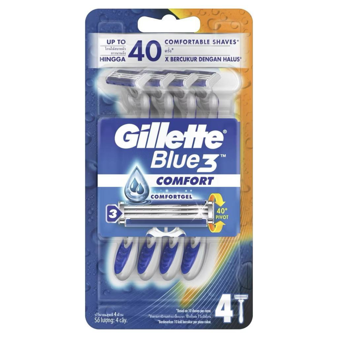 4pcs Gillette Blue 3 Comfort With Comfortgel Up to 40x Shaves | eBay
