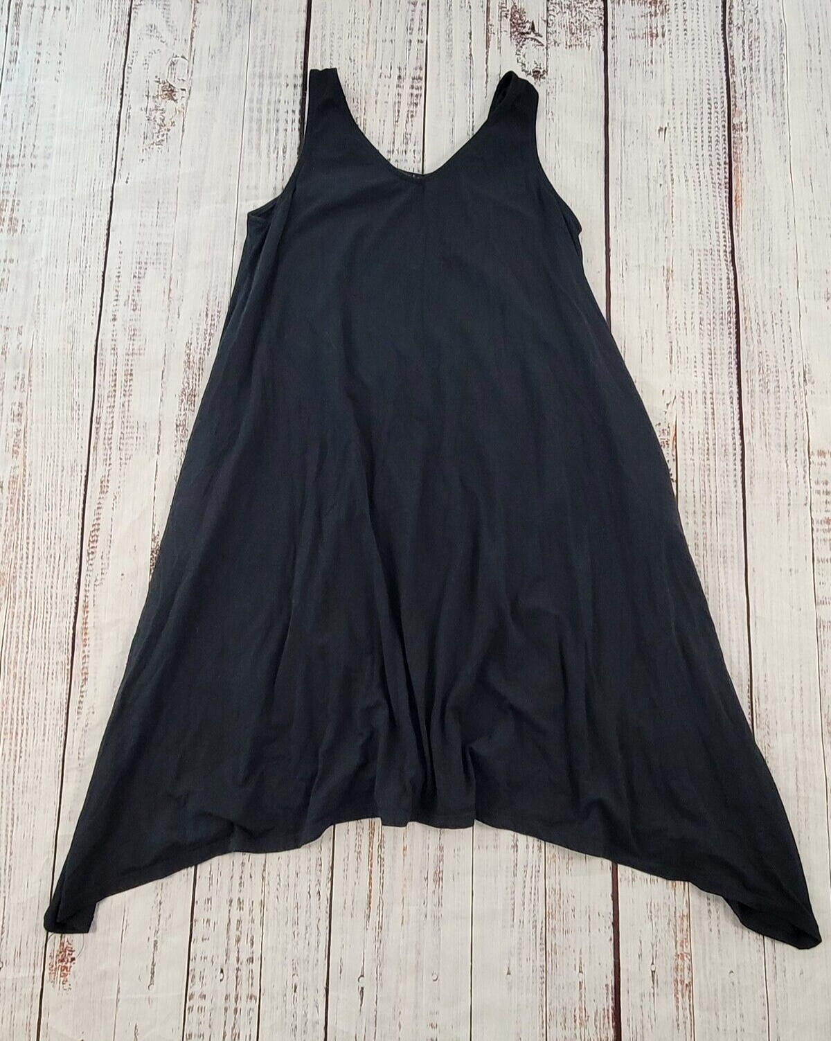 Fresh Produce Black Sleeveless Sharkbite Hem Swing Dress Made In USA Size M
