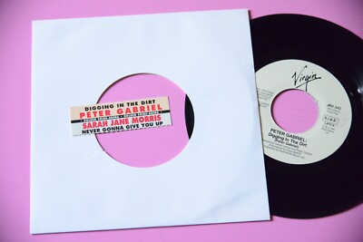 Peter Gabriel 7'' Diggin In The Dirt Sarah Jane M EX 7'' 45 Sticker Juke Box Strip